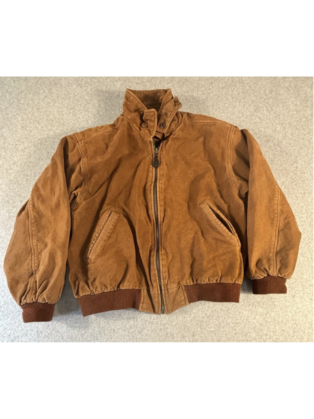 Vintage Faconnable Suede Bomber Jacket Brown Calf Nubuck Leather Men’s S